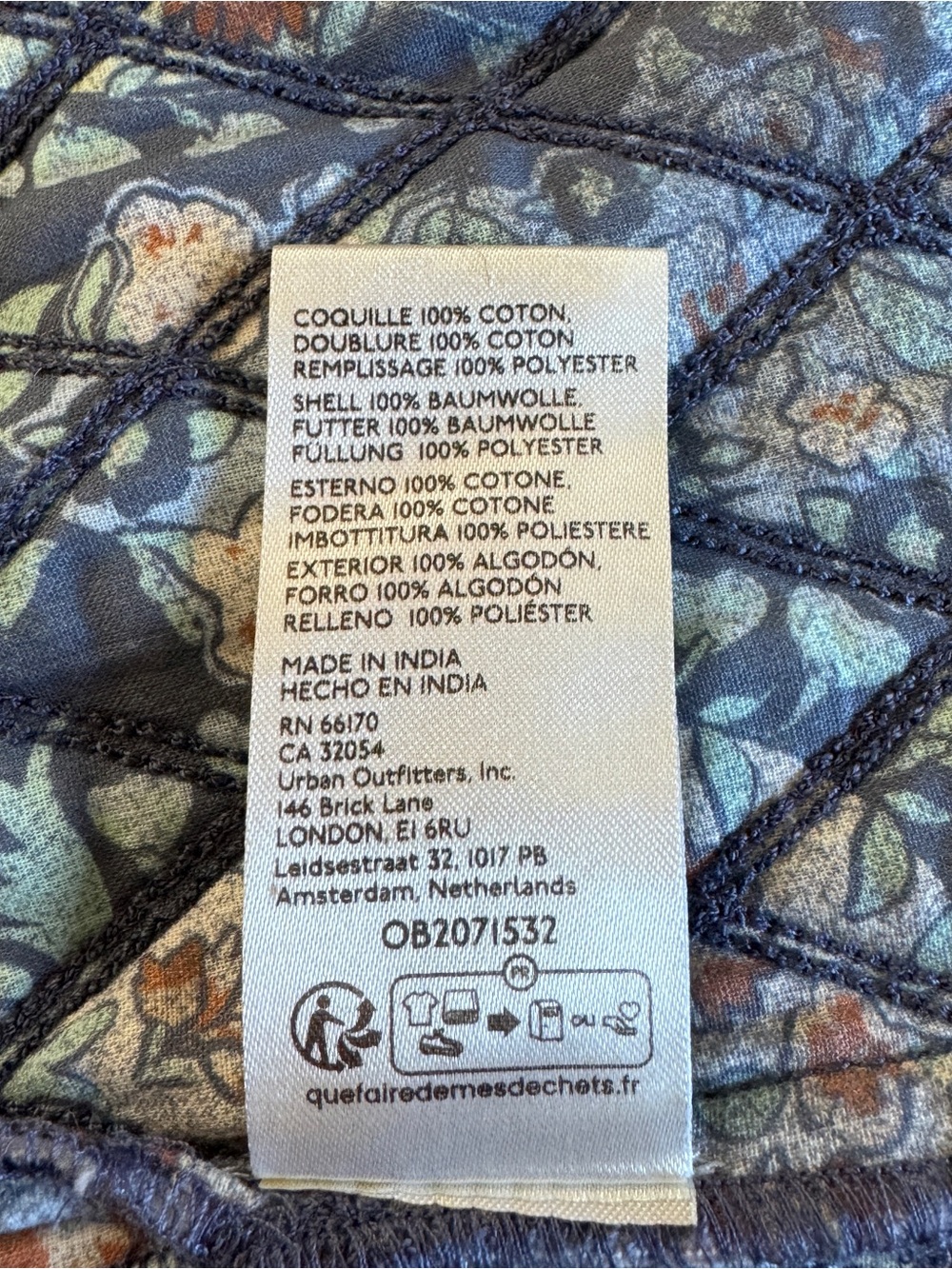 Free People Darla Quilted Mini Skirt Sz 12 Blue Floral Patchwork Boho Cotton NWT - Picture 6 of 8